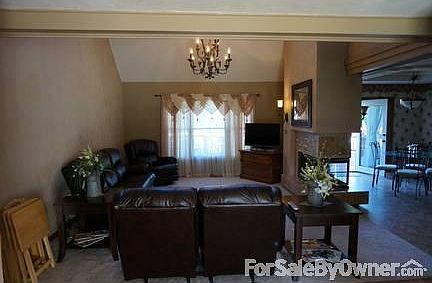 New carpet and see-through fireplace