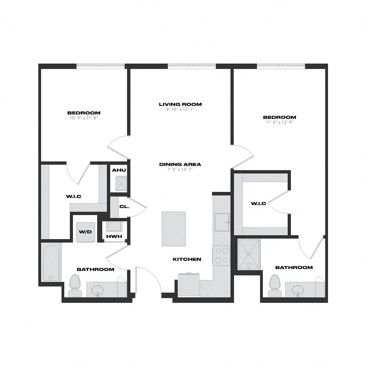 Floor plan 2 Bed/2 Bath-B1