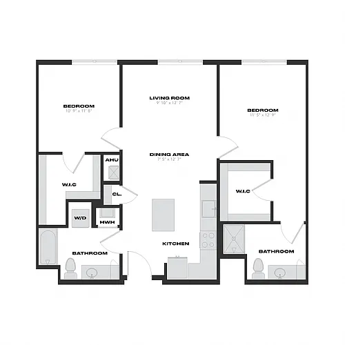 Floor plan 2 Bed/2 Bath-B1