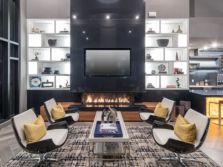 Resident Lounge with Fireplace and TV