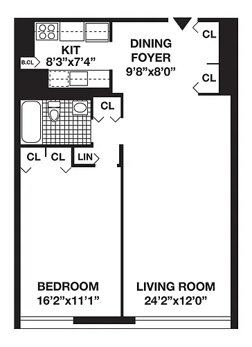 Floor plan 1 Bedroom/1 Bath