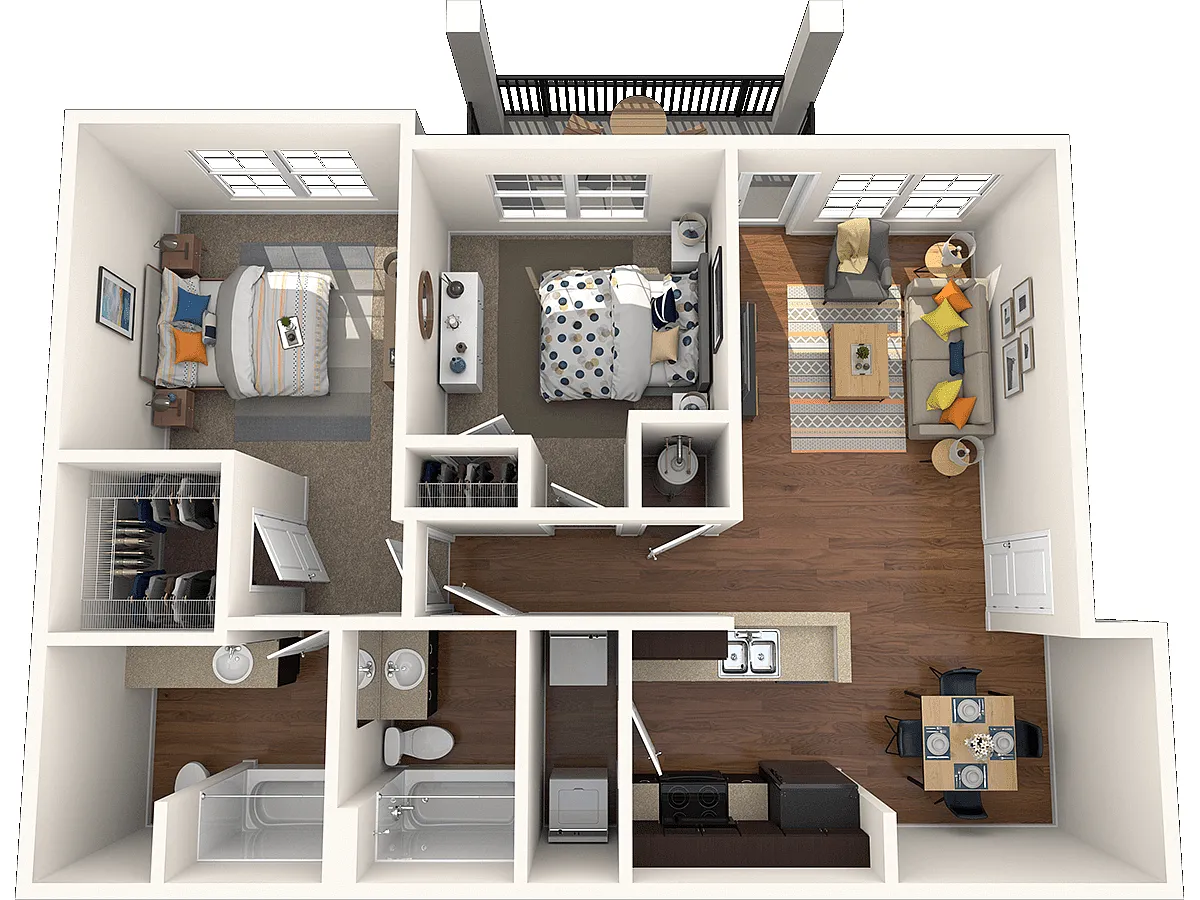 Floor plan Two Bedroom 1052 Sqft