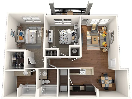 Floor plan Two Bedroom 1052 Sqft