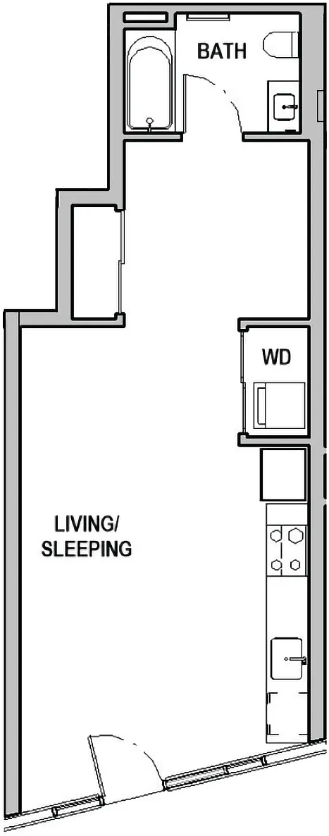 Floor plan One Bedroom - ADU - D