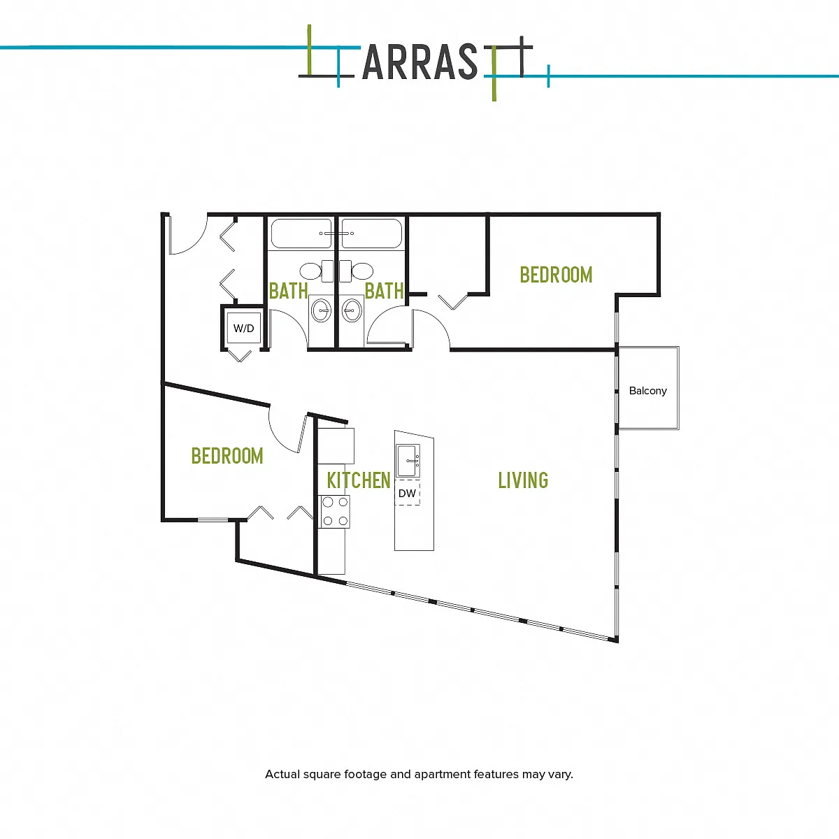 Floor plan Two Bed Two Bath D 1