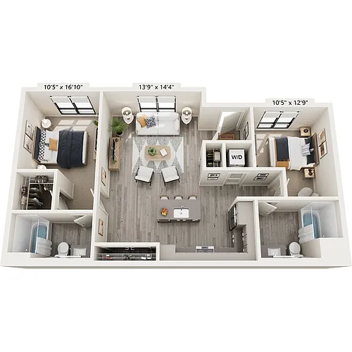 Floor plan One Bedroom A2