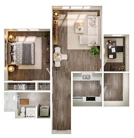 Floor plan 1 Bedroom 1 Bath