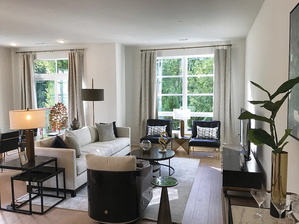 Open Living Area with almost 10 foot ceilings