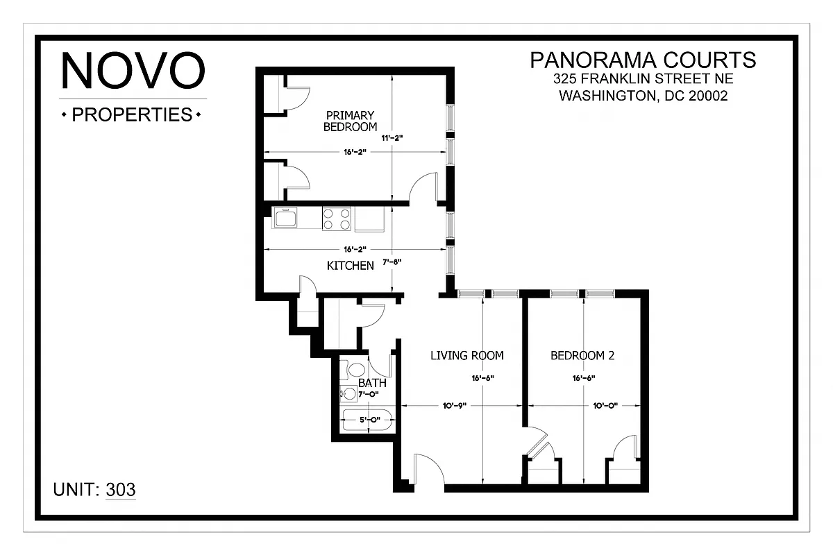 Floor plan 2 Bedroom / 1 Bath