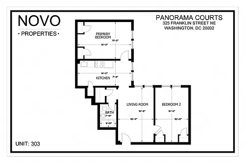 Floor plan 2 Bedroom / 1 Bath