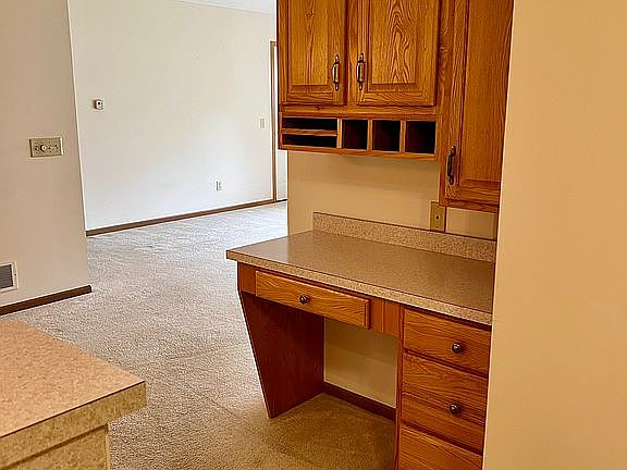 Desk off dining area