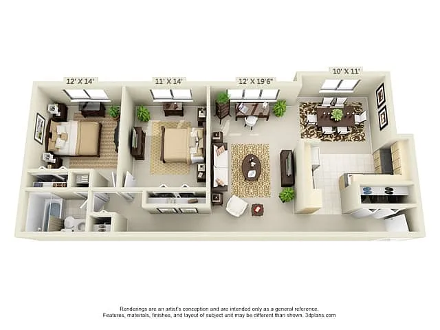 Floor plan Plan C 2 Bed 1 Bath