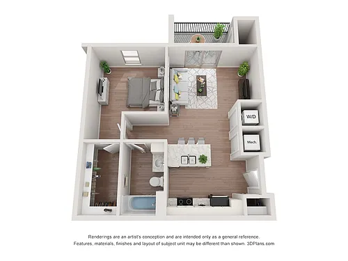 Floor plan 1 Bed 1 Bath