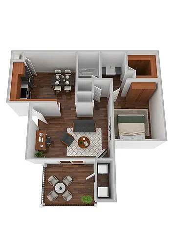 Floor plan Skyline - One Bedroom/One Bath 750 Sq Ft