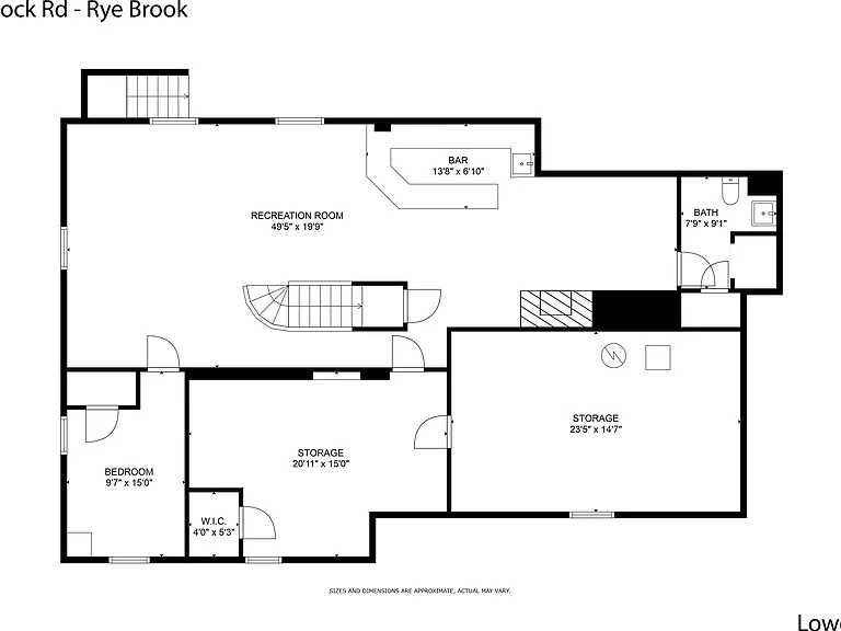 floorplan lower level finished basement with plenty of storage