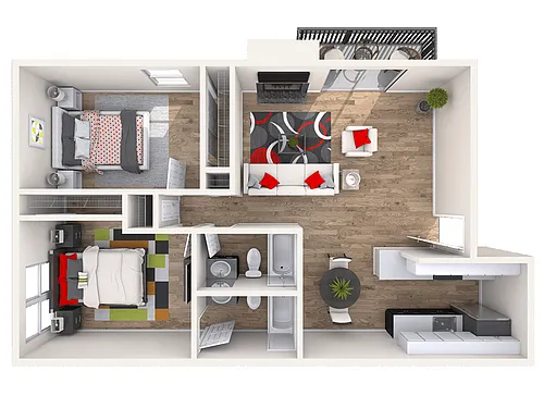 Floor plan B3: 2 Bed 2 Bath