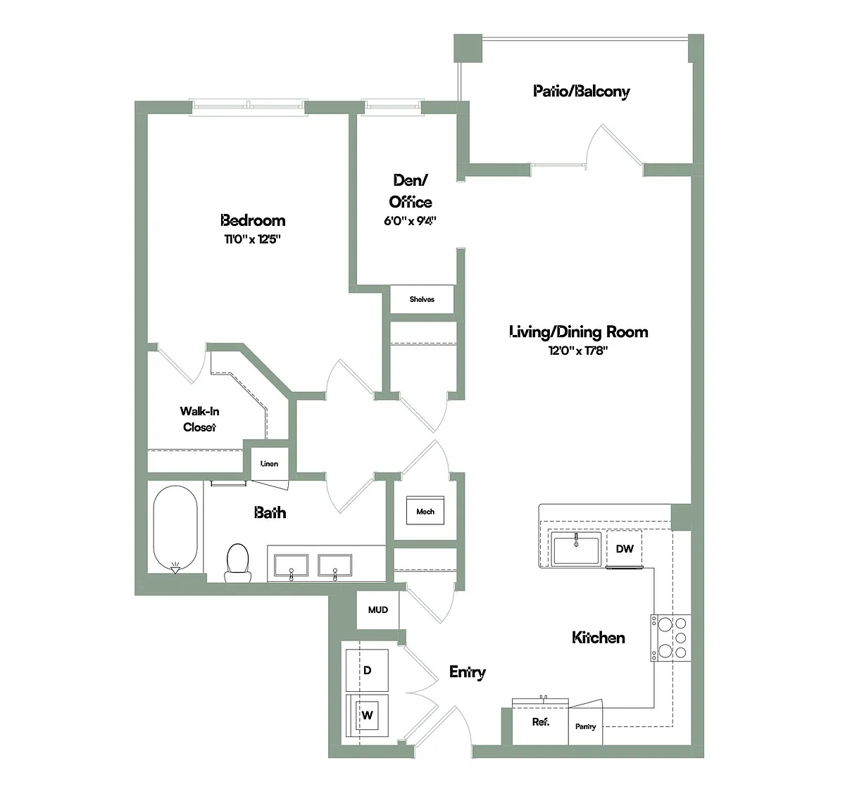 Floor plan The Prestige | 1 Bed | 1 Bath