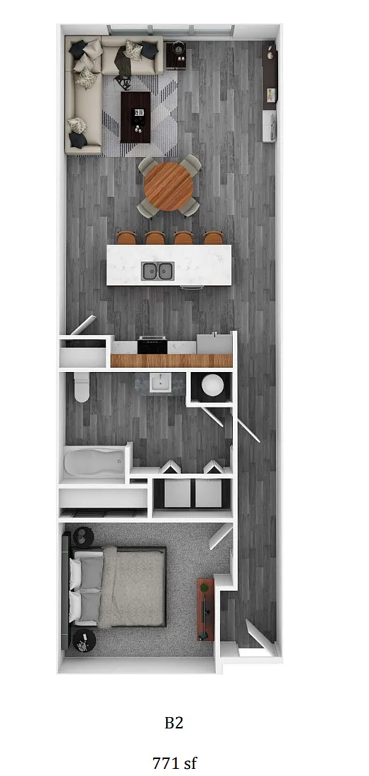 Floor plan B2 - 1 bedroom