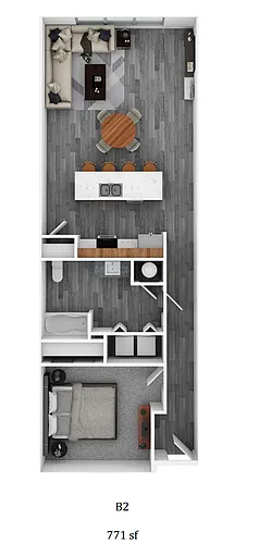 Floor plan B2 - 1 bedroom
