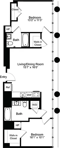 Floor plan Two Bedroom E 15-18
