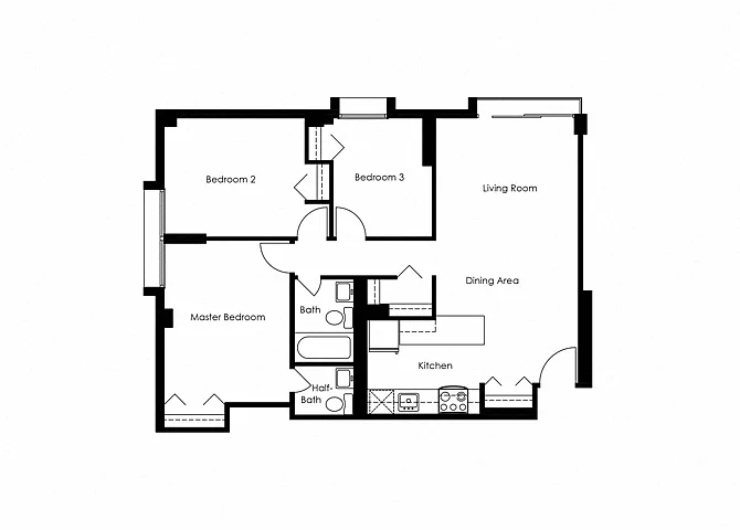 Floor plan 3 Bedroom 2 Bath Floor Plan