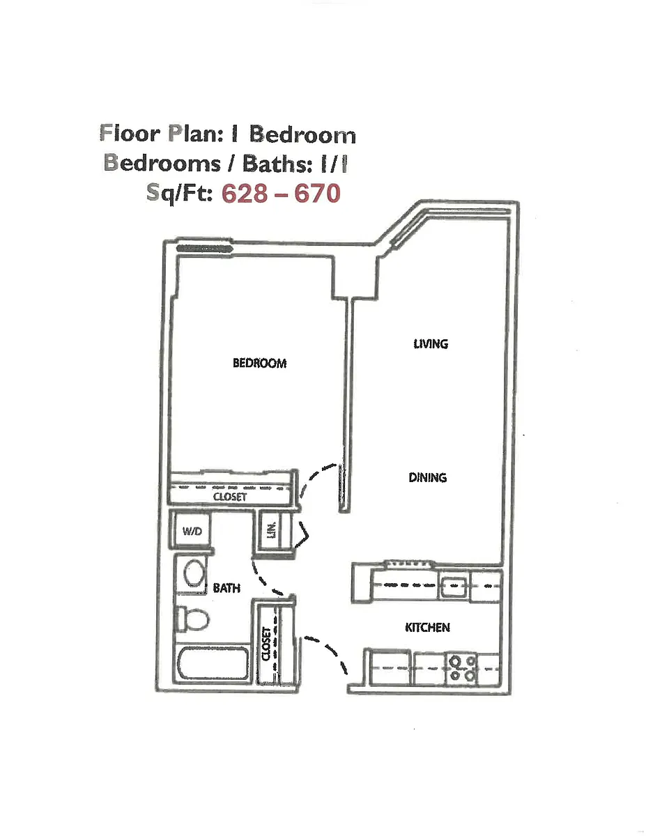 Floor plan 1 Bedroom Floor Plan 1
