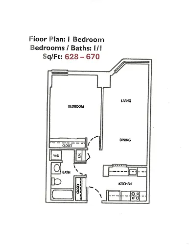 Floor plan 1 Bedroom Floor Plan 1