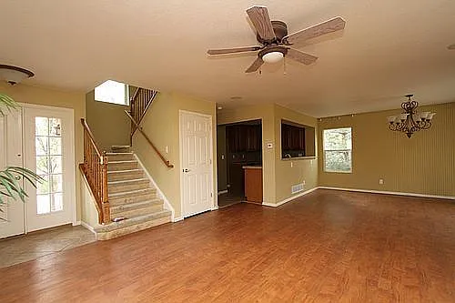Living room and dining space