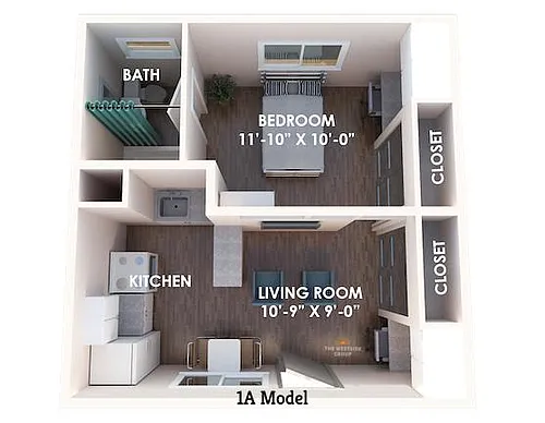 Floor plan One Bed - One Bath