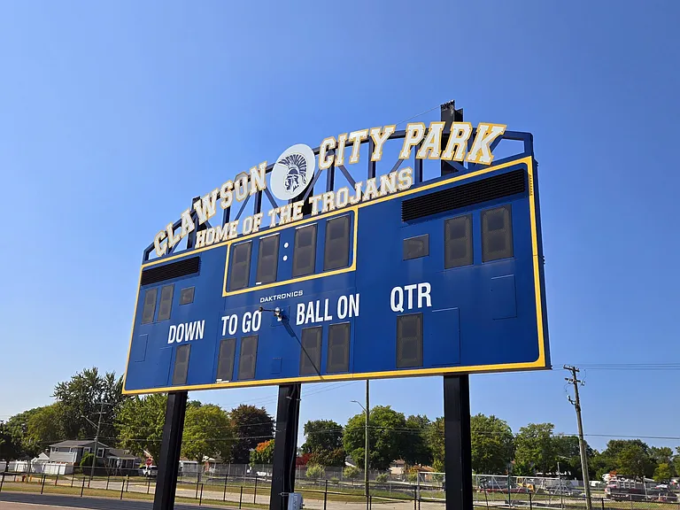 Enjoy tennis, football, baseball, skating and walking trails at nearby Clawson City Park