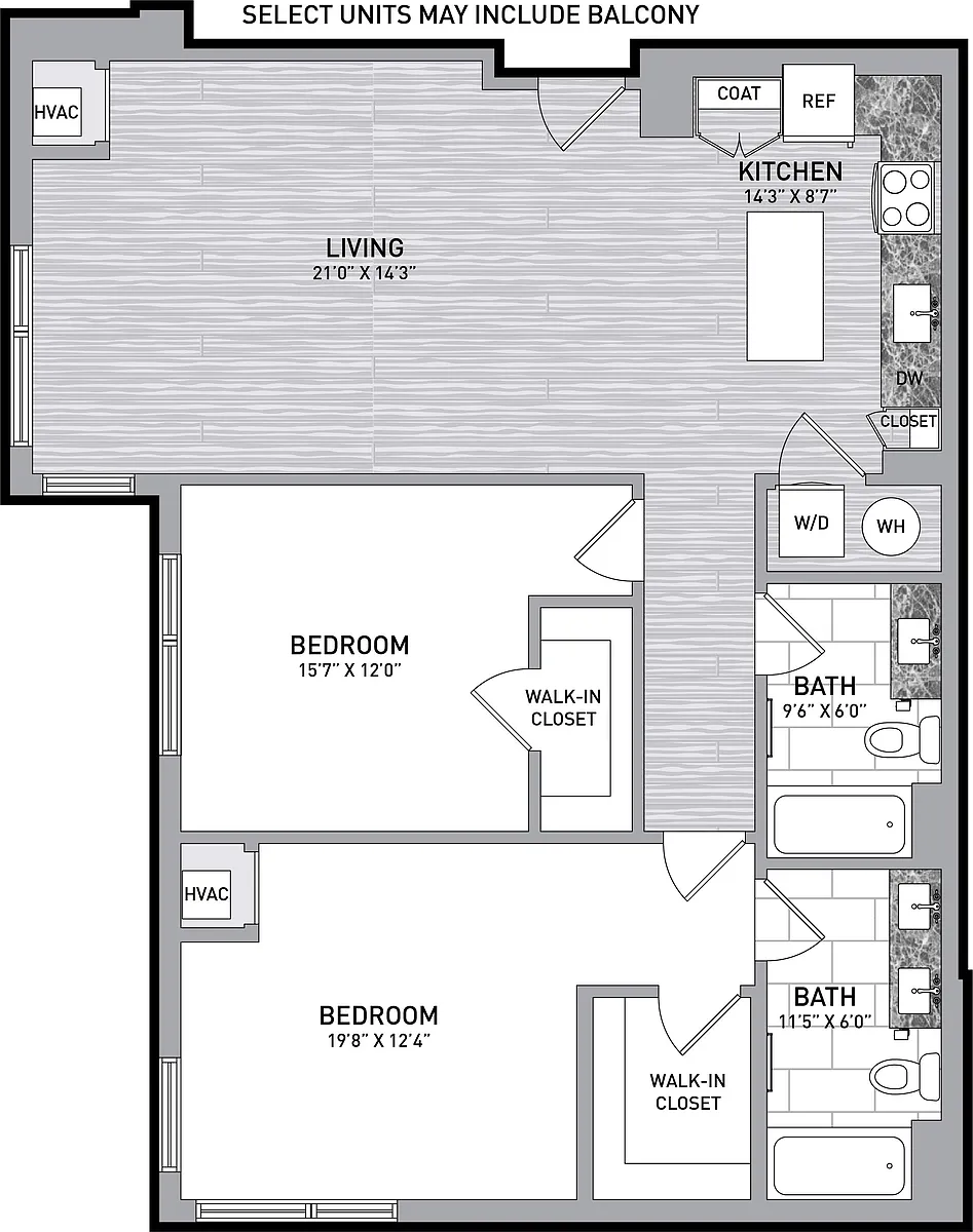 Floor plan 2 Bed 2 Bath-B9