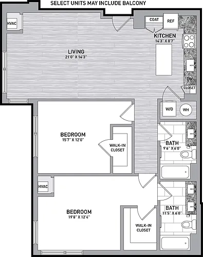 Floor plan 2 Bed 2 Bath-B9