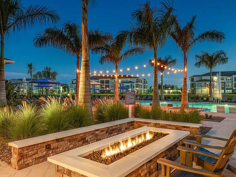 Outdoor fireside lounge