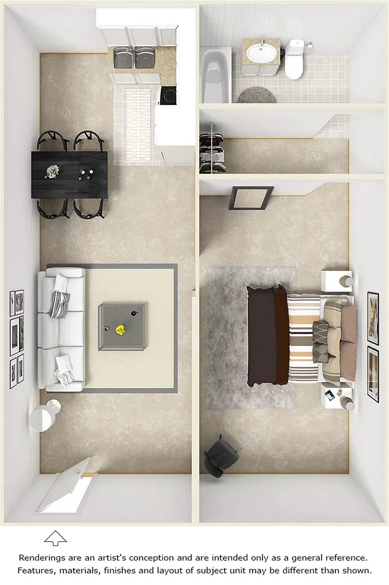 Floor plan 1 Bedroom - Non Upgraded