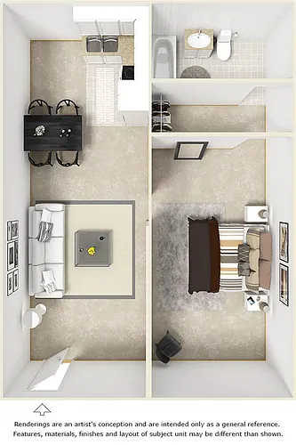 Floor plan 1 Bedroom - Upgraded Unit