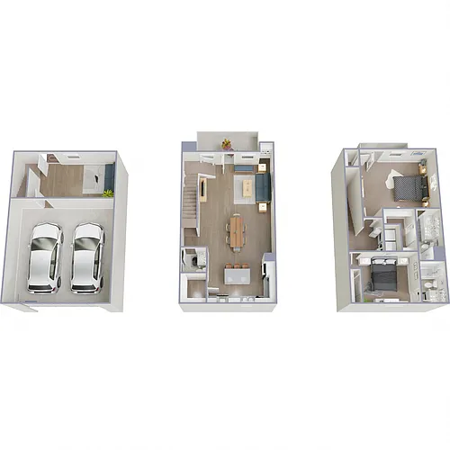Floor plan 2 Bed 2.5 Bath B plus Den
