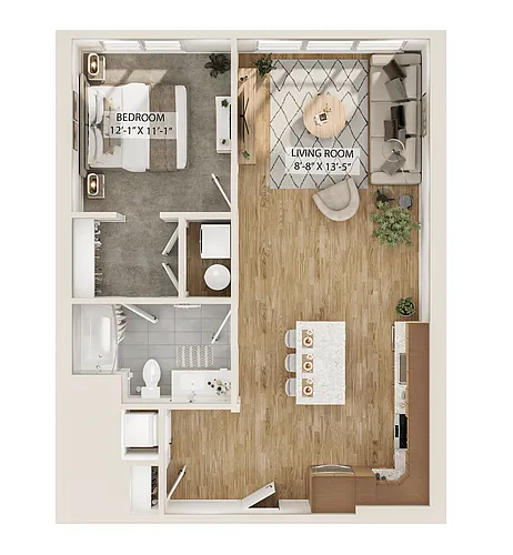 Floor plan 1 Bed/1 Bath-A8