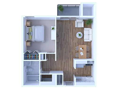 Floor plan 1 BR - 1 BTH