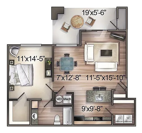 Floor plan 1 Bedroom Apartment