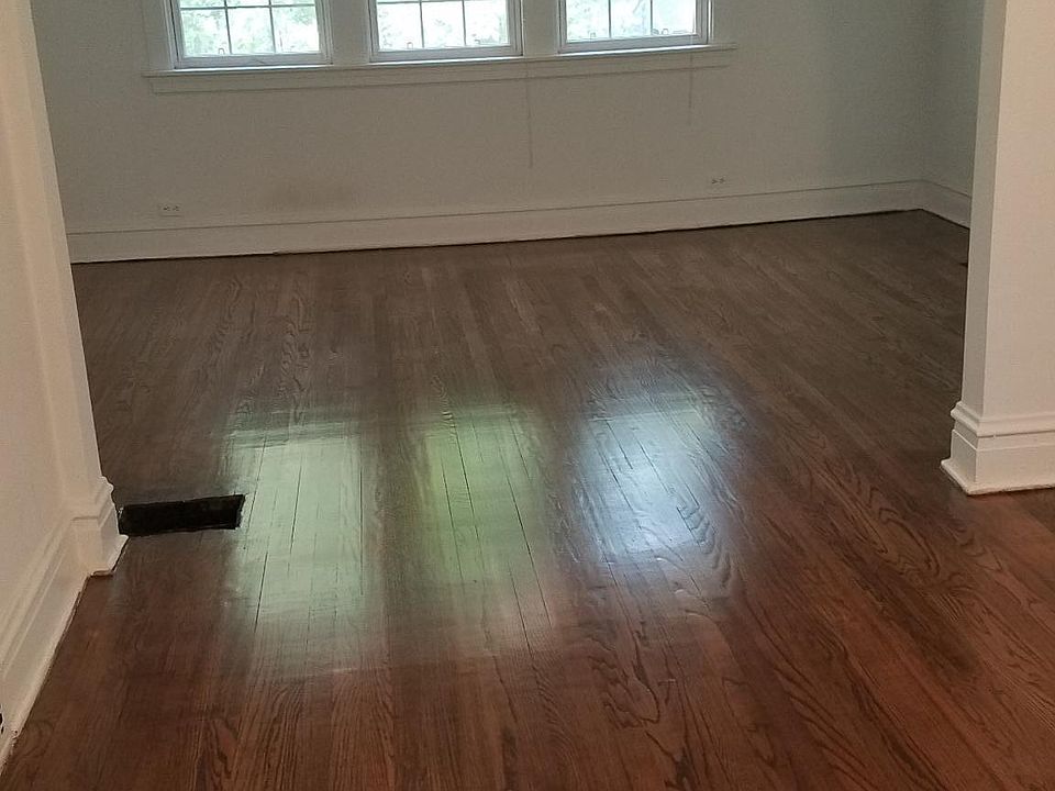 Living room/dining room, refinished hardwood floors.