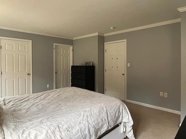 Primary bedroom with primary bathroom double vanity and shower/bathtub. Also huge walk in closet.