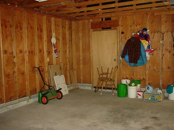 Very large two car garage. 