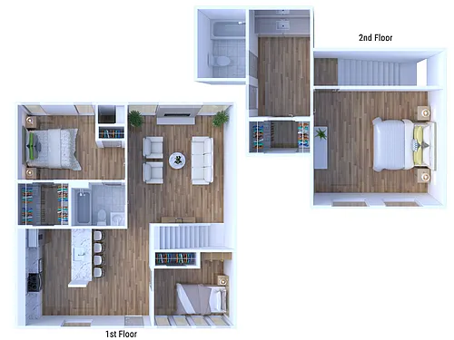 Floor plan 3 Bedroom, 2 Bath