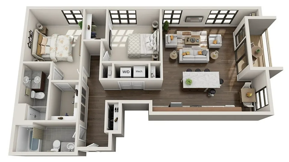 Floor plan 213 313 2BR 2BA Floorplan 2C