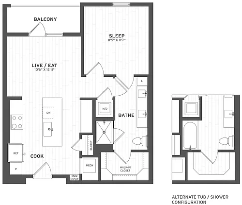 Floor plan 1 Bed/1 Bath-A2