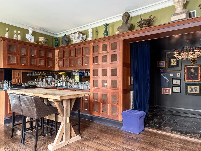 York House Library Bar with private liquor lockers