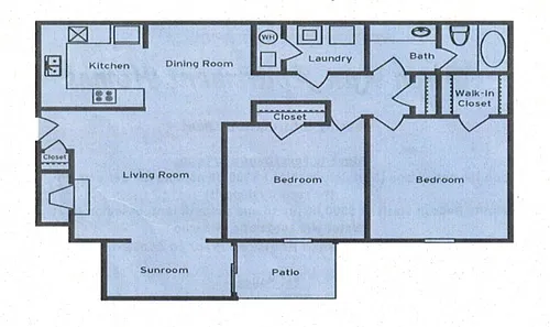 Floor plan 2 bedroom 1 bathroom