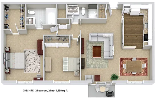 Floor plan The Cheshire (2BR / 2BA)