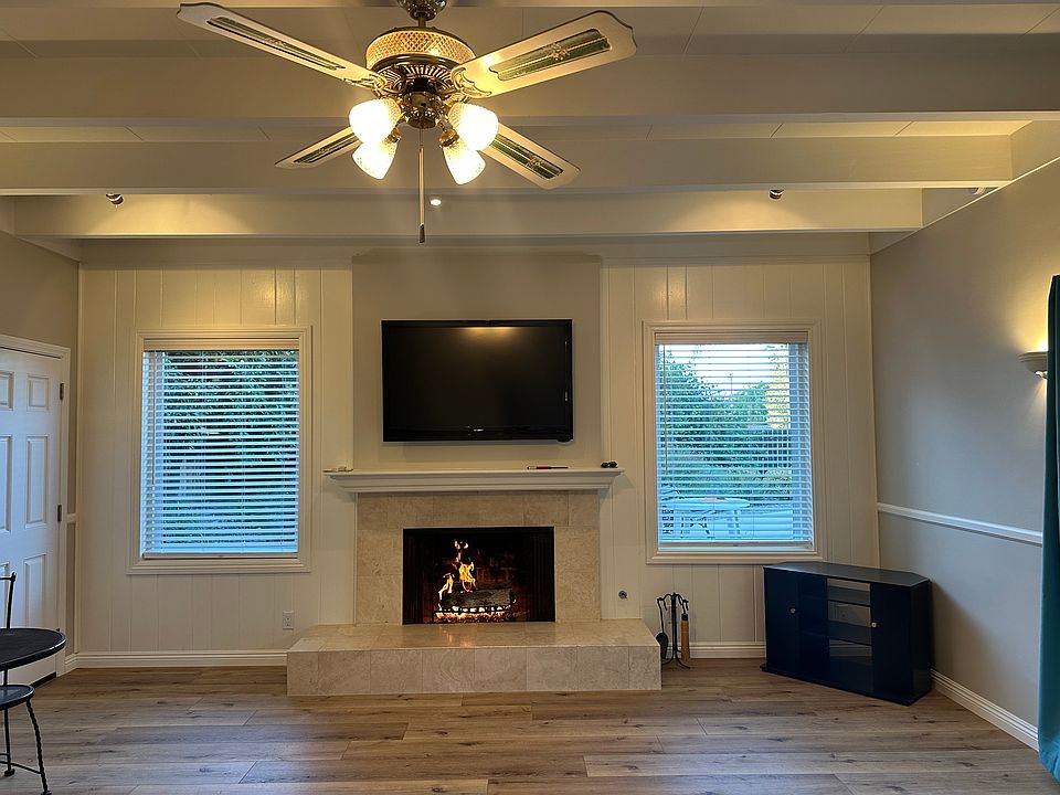 Living area with working fireplace