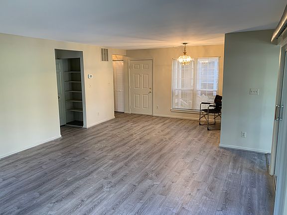 View from living room over 25 foot long and 15 foot wide living room with new bamboo flooring